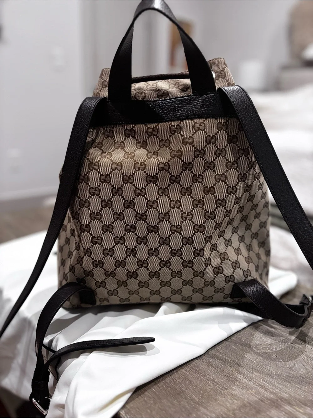 Gucci Beige/Brown GG Canvas Drawstring Duffel